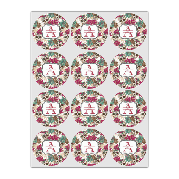 Sugar Skulls & Flowers Icing Circle - Small - Set of 12