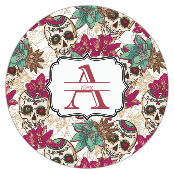 Sugar Skulls & Flowers Icing Circle - Small - Single