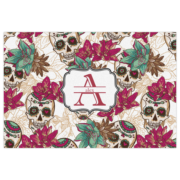 Sugar Skulls & Flowers Indoor / Outdoor Rug - 4'x6' - Front Flat