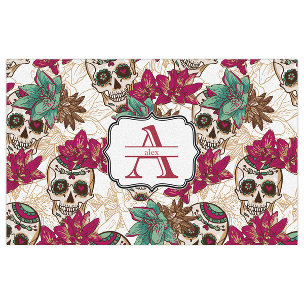 Sugar Skulls & Flowers Indoor / Outdoor Rug - 5'x8' - Front Flat