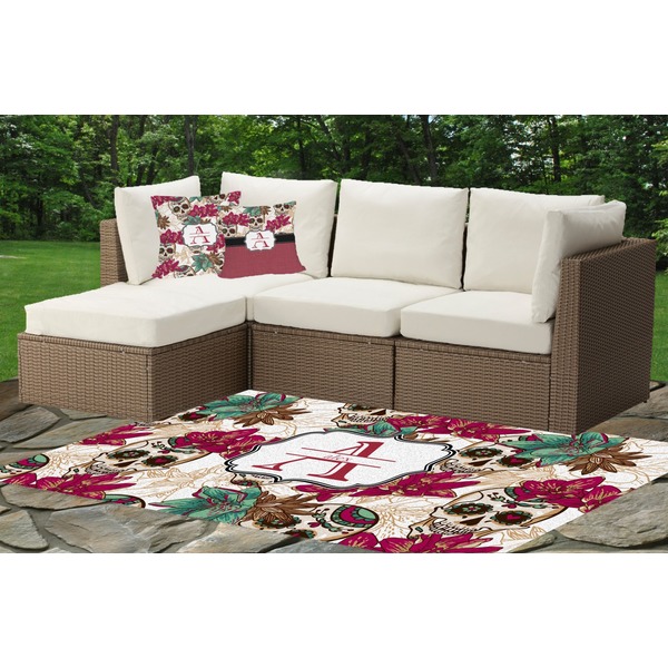Sugar Skulls & Flowers Outdoor Mat & Cushions