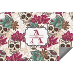 Sugar Skulls & Flowers Indoor / Outdoor Rug - 6'x8' w/ Name and Initial