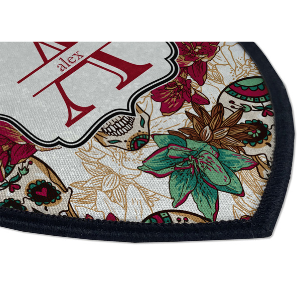 Sugar Skulls & Flowers Iron on Shield 3 Detail