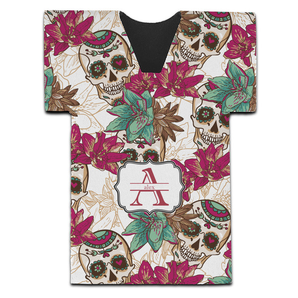 Sugar Skulls & Flowers Jersey Bottle Cooler - Set of 4 - FRONT (flat)