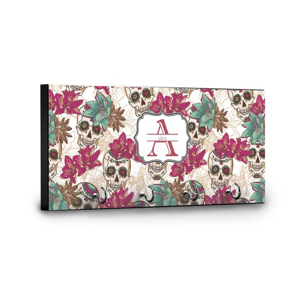 Sugar Skulls & Flowers Key Hanger - Front View with Hooks