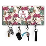 Sugar Skulls & Flowers Key Hanger w/ 4 Hooks w/ Name and Initial