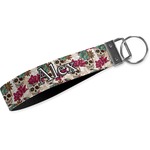 Sugar Skulls & Flowers Webbing Keychain Fob - Large (Personalized)