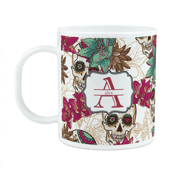 Custom Sugar Skulls & Flowers Plastic Kids Mug (Personalized)
