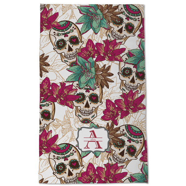 Sugar Skulls & Flowers Kitchen Towel - Poly Cotton - Full Front