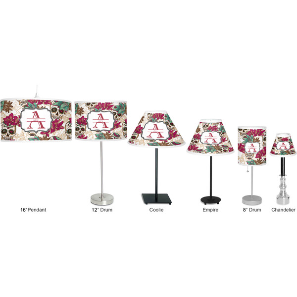 Sugar Skulls & Flowers Lamp Full View Size Comparison