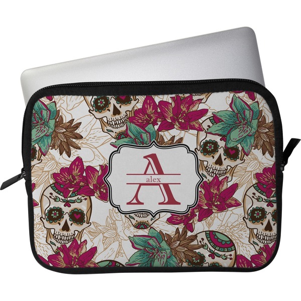 Custom Sugar Skulls & Flowers Laptop Sleeve / Case - 11" (Personalized)