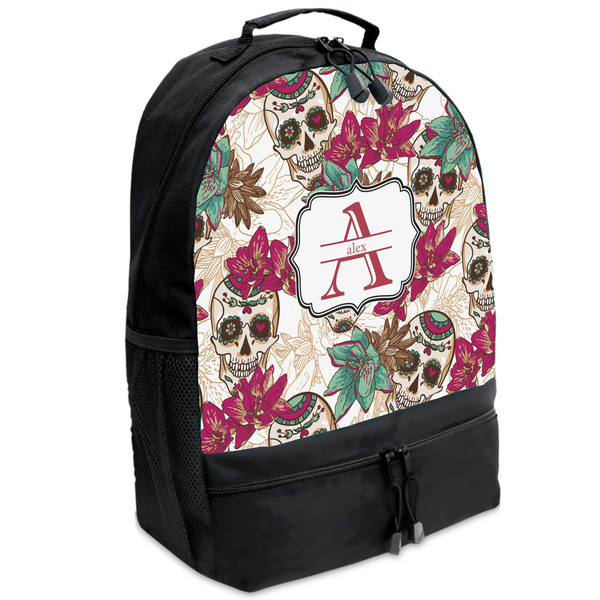 Custom Sugar Skulls & Flowers Backpacks - Black (Personalized)