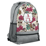 Sugar Skulls & Flowers Backpack - Grey (Personalized)