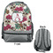 Sugar Skulls & Flowers Large Backpack - Gray - Front & Back View