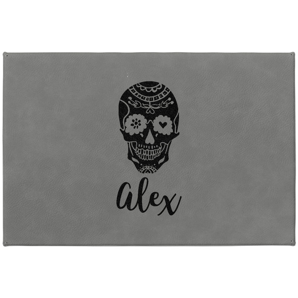 Sugar Skulls & Flowers Large Engraved Gift Box with Leather Lid - Approval