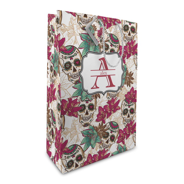 Custom Sugar Skulls & Flowers Large Gift Bag (Personalized)