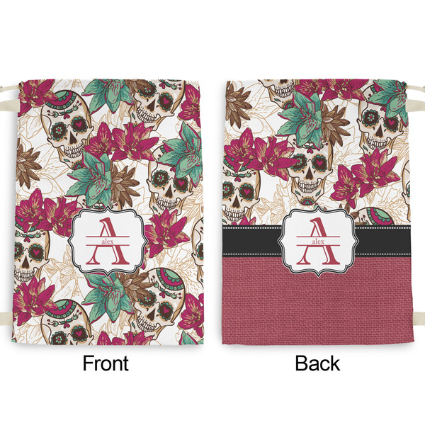 Sugar Skulls & Flowers Large Laundry Bag - Front & Back View