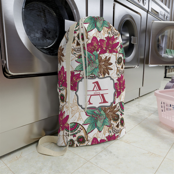 Sugar Skulls & Flowers Large Laundry Bag - In Context