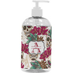 Sugar Skulls & Flowers Plastic Soap / Lotion Dispenser (16 oz - Large - White) (Personalized)