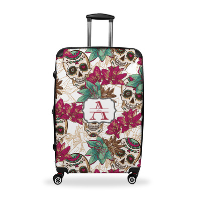 Sugar Skulls & Flowers Suitcase - 28" Large - Checked w/ Name and Initial