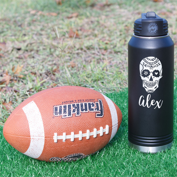 Sugar Skulls & Flowers Laser Engraved Water Bottles - In Context