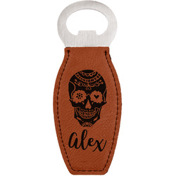 Sugar Skulls & Flowers Leatherette Bottle Opener (Personalized)
