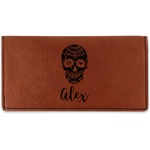 Sugar Skulls & Flowers Leatherette Checkbook Holder - Single Sided (Personalized)