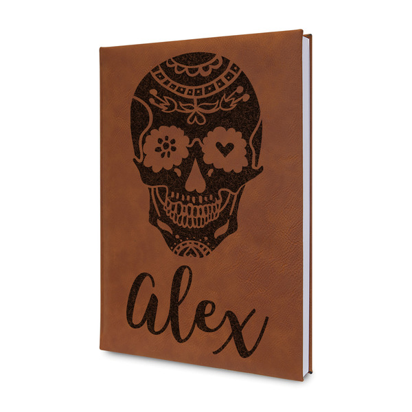 Custom Sugar Skulls & Flowers Leather Sketchbook - Small - Double Sided (Personalized)