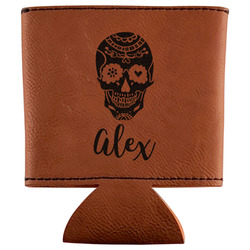 Sugar Skulls & Flowers Leatherette Can Sleeve (Personalized)