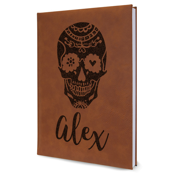Custom Sugar Skulls & Flowers Leatherette Journal - Large - Single Sided (Personalized)