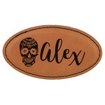 Sugar Skulls & Flowers Leatherette Oval Name Badge with Magnet (Personalized)