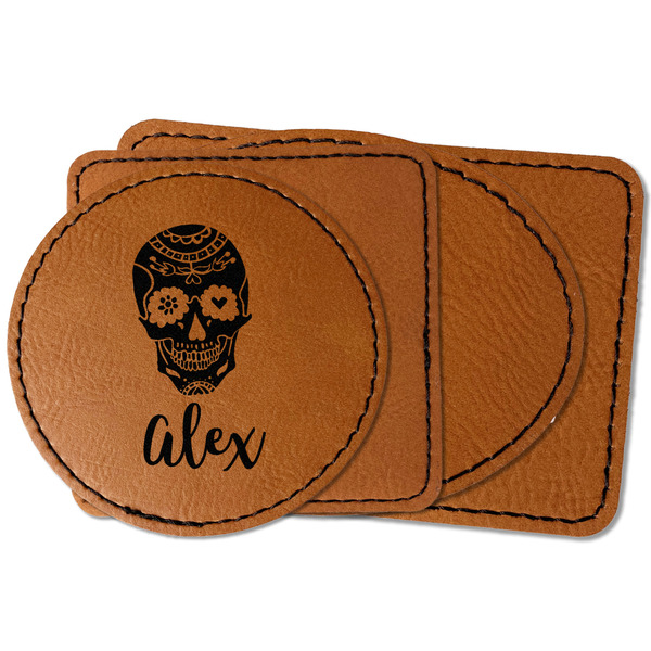 Custom Sugar Skulls & Flowers Faux Leather Iron On Patch (Personalized)