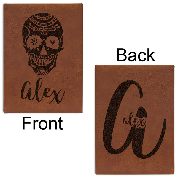 Sugar Skulls & Flowers Leatherette Sketchbooks - Large - Double Sided - Front & Back View