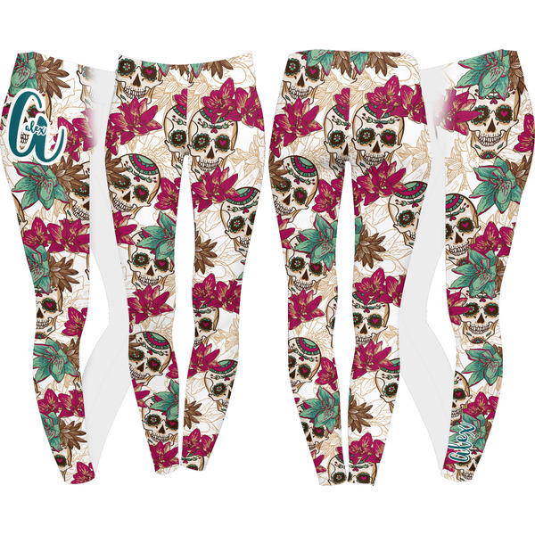 Sugar Skulls & Flowers Leggings Turn Around - Apvl
