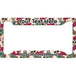 Sugar Skulls & Flowers License Plate Frame - Style A (Personalized)