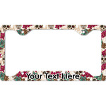 Sugar Skulls & Flowers License Plate Frame - Style C (Personalized)