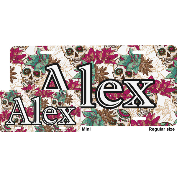 Sugar Skulls & Flowers License Plate (Sizes)