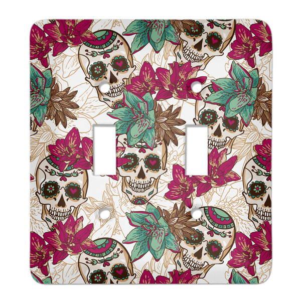 Custom Sugar Skulls & Flowers Light Switch Cover (2 Toggle Plate)