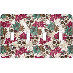Sugar Skulls & Flowers Light Switch Cover (4 Toggle Plate)