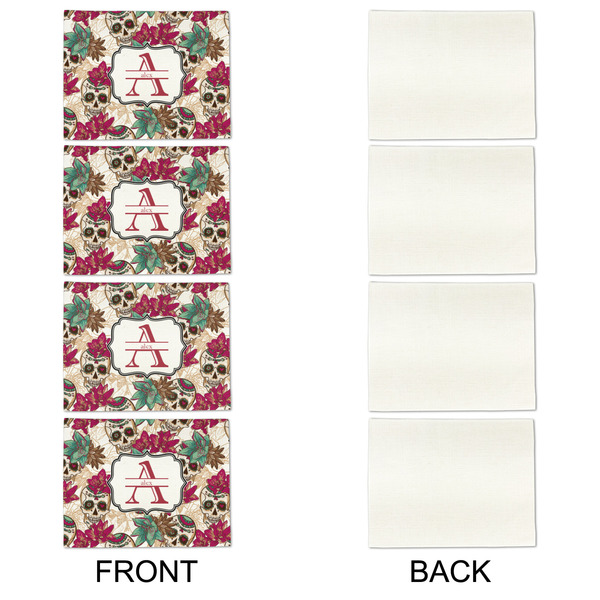 Sugar Skulls & Flowers Linen Placemat - APPROVAL Set of 4 (single sided)