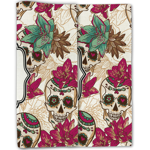 Sugar Skulls & Flowers Linen Placemat - Folded Half (double sided)