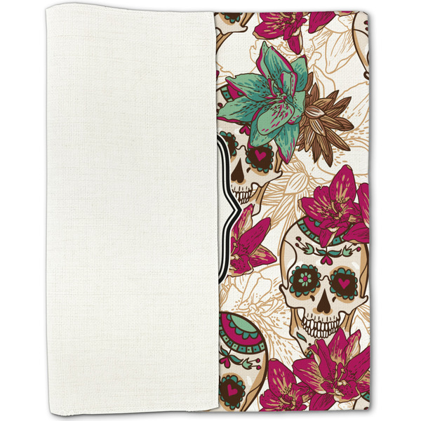 Sugar Skulls & Flowers Linen Placemat - Folded Half