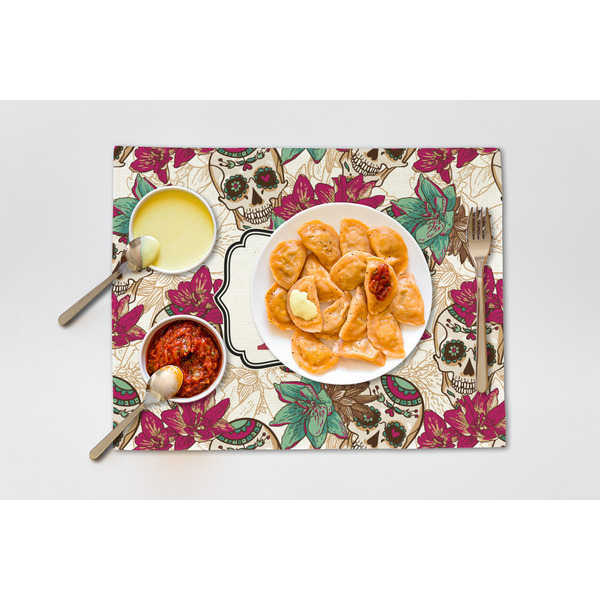 Sugar Skulls & Flowers Linen Placemat - Lifestyle (single)