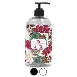 Sugar Skulls & Flowers Plastic Soap / Lotion Dispenser (Personalized)