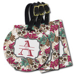 Sugar Skulls & Flowers Plastic Luggage Tag (Personalized)