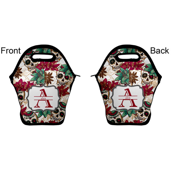 Sugar Skulls & Flowers Lunch Bag - Front and Back
