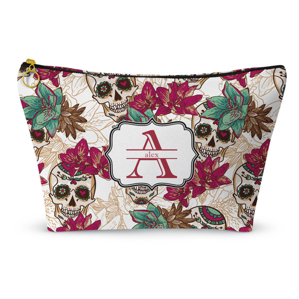 Custom Sugar Skulls & Flowers Makeup Bag - Large - 12.5"x7" (Personalized)