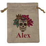 Sugar Skulls & Flowers Burlap Gift Bag (Personalized)
