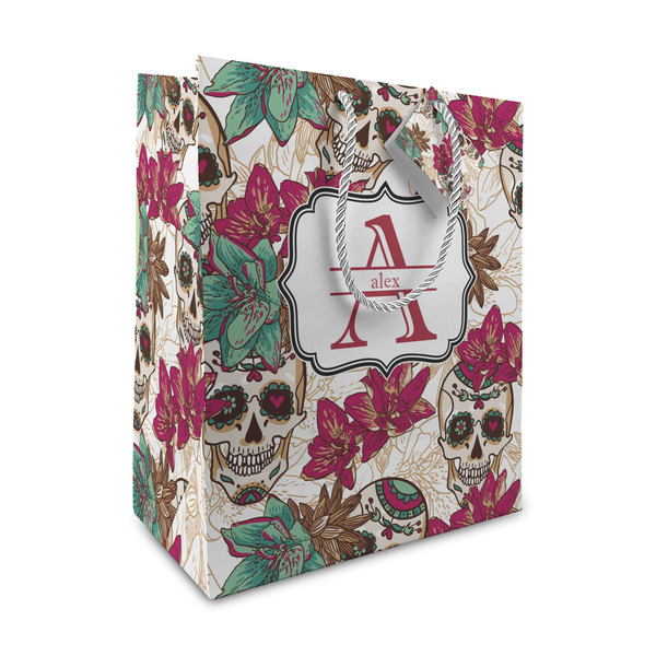 Custom Sugar Skulls & Flowers Medium Gift Bag (Personalized)