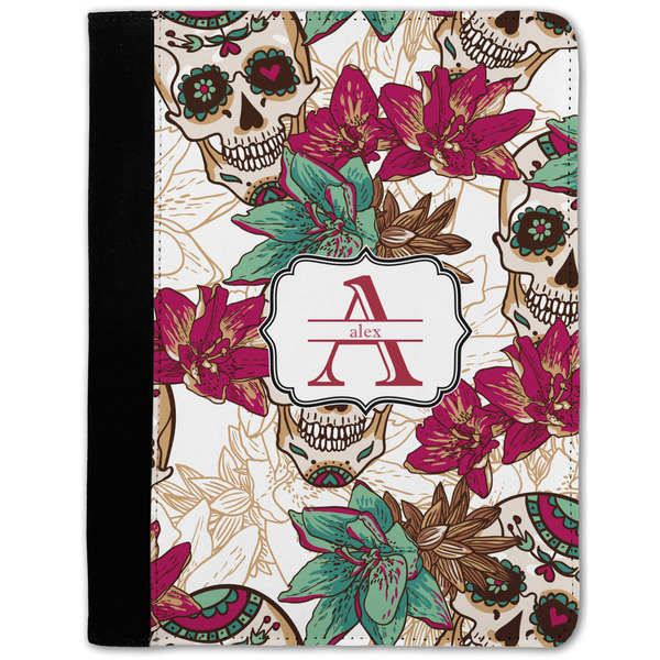 Custom Sugar Skulls & Flowers Notebook Padfolio w/ Name and Initial